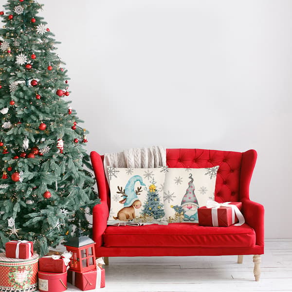 45*45 cm sæt med 4 stk. julepynt puder, pyntepudebetræk, bondegårdsindretning til sofa