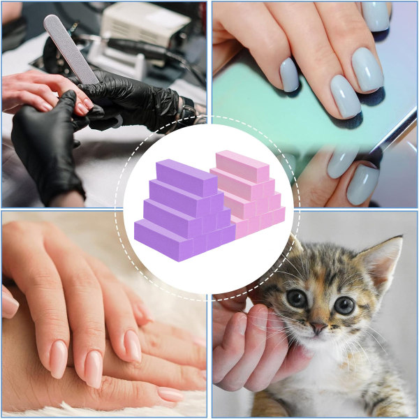 20 st nagelbufferblock för akryl- och naturnaglar, 4-sidig