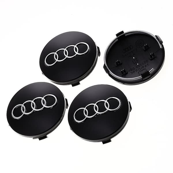 Audi sort 60mm, 4-delt sæt Audi alufælge dæksler, badges