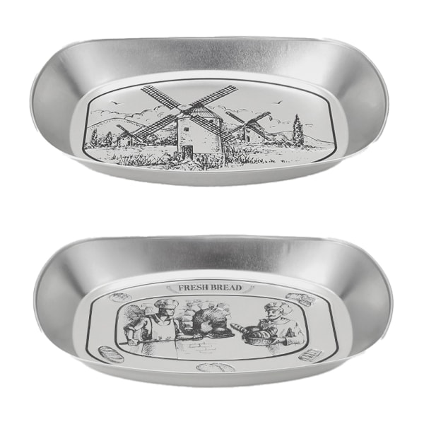 2 stk Serveringsfat Snacksbrett Vintage Tinplate Båtfat