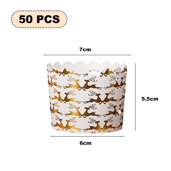 50 st gyllene pappersmuggar 5,5 cm*6 cm*7 cm Jul cupcake-muggar