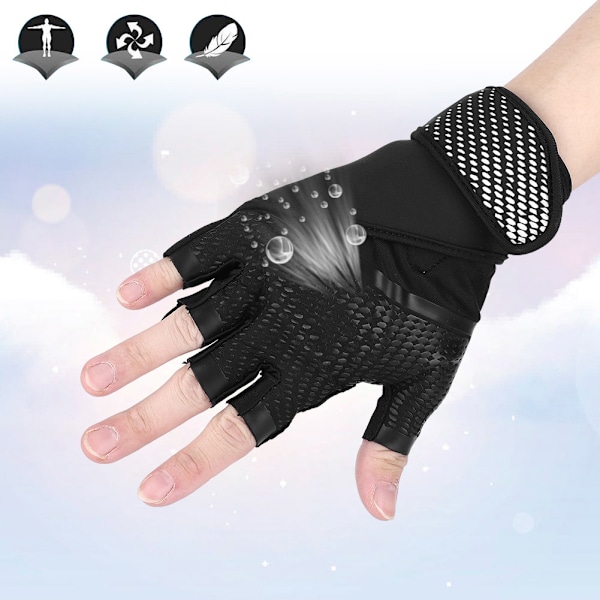 BOODUN Halvfinger Viktlyftning Gym Fitness Handskar Cykel Mesh Cykelhandskar (#02)