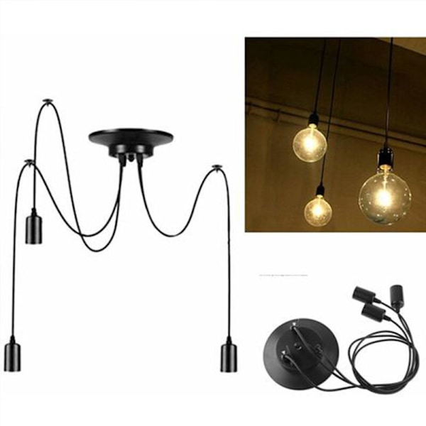 Krom Pendellampa LED, Industriell Chic Stil, Lämplig För Inom- och Utomhusbruk, Justerbar Höjd, Noir