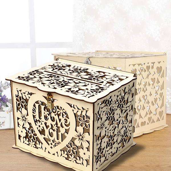 diy trä presentkort låda bröllop leveranser ihålig visitkort b