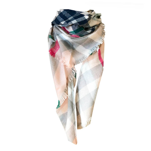 Dame Fall Winter Plaid Trekant Sjal Sjal Klassisk Kvast