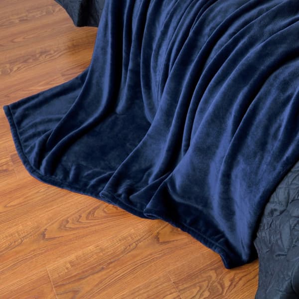Mjuk Solid Fleece Filt, Marinblå, 127 x 152 cm