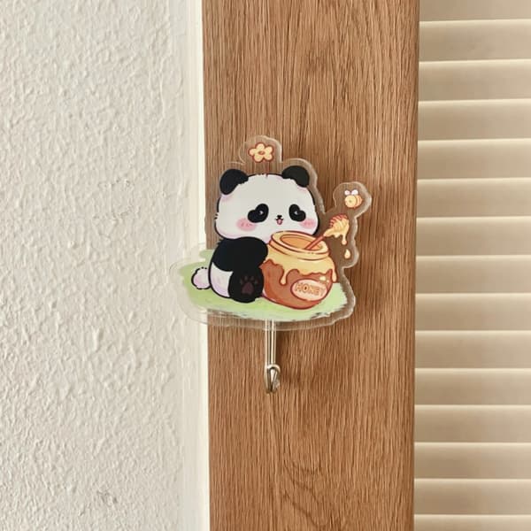 Sæt med 4 Panda Væg Krog Håndklædeholder Badeværelse Rustfrit Stål Se