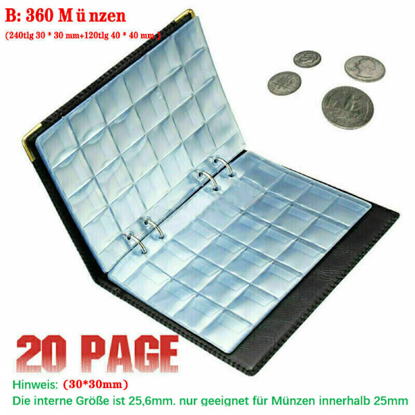 360tlg 2 Euro Myntalbum Samlealbum Mynter-Album Mapper Album Ringperm