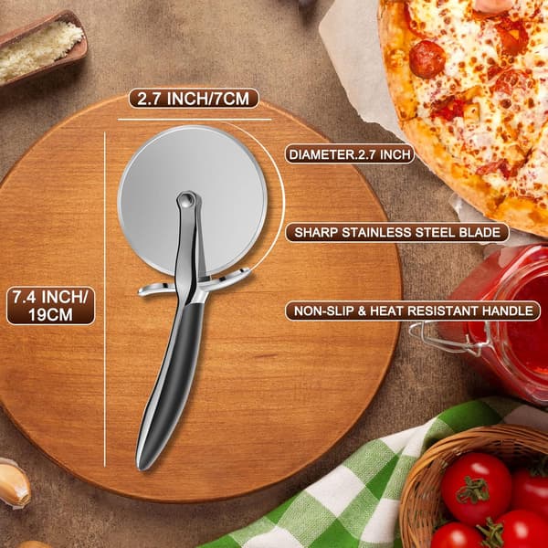 Pizzakutter i rustfritt stål, profesjonell pizzakutter med sklisikker