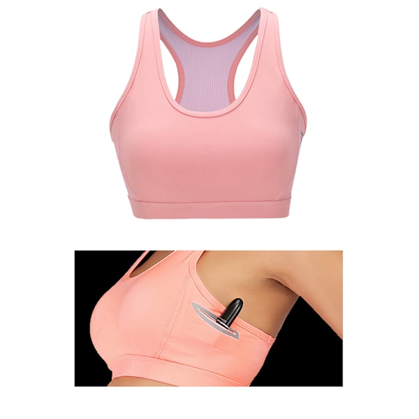 Yoga Fitness Tränings-BH med Vaddering för Kvinnor, Snabbtorkande Underkläder (rosa L)