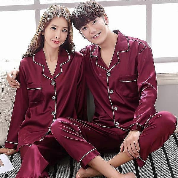 Svarta pyjamasset i siden för män Black men pajama M