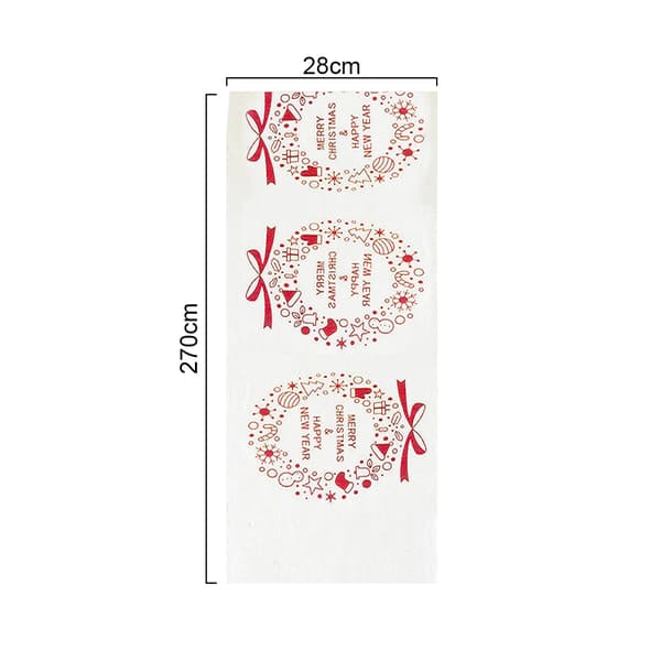 Julebordløper i lin, for julebordsdekorasjon (270*28cm) trykt rektangulær duk Christmas wreath white