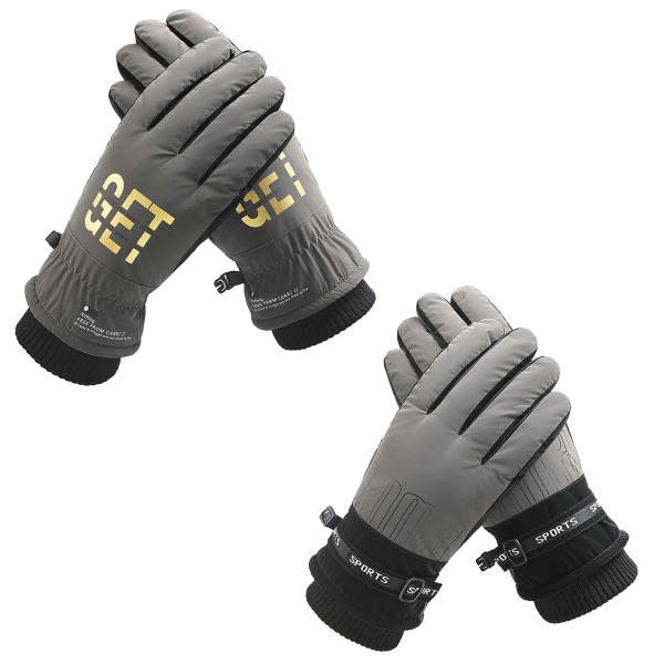 2 Pairs Winter Gloves Waterproof Windproof Mens Women - Warm