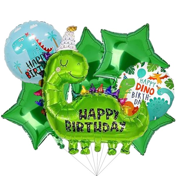 7-delt dinosaur stjerne fødselsdag ballon sæt