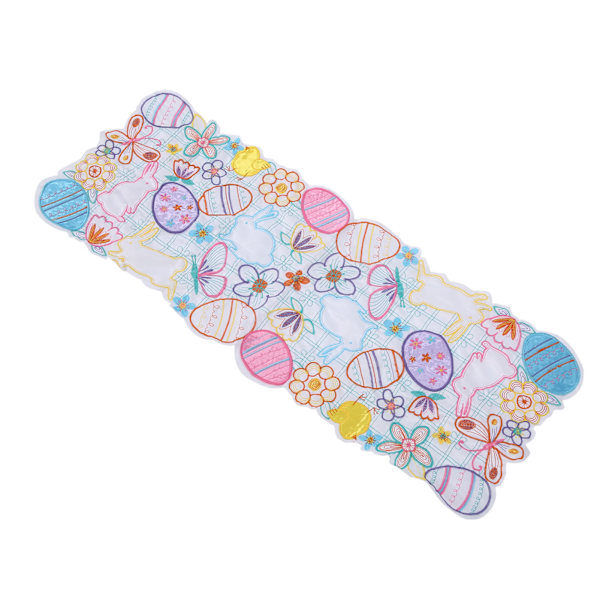 Påskhare Ägg Broderi Mönster Bordsmatta Dekoration Placemat Bordsduk Pad34 x 88cm / 13.4 x 34.6in