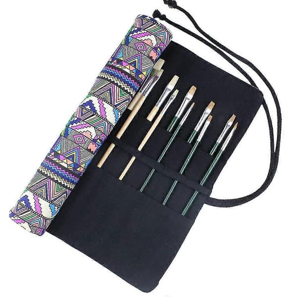 Boho Rullbar Penselväska Målningsorganisering Förvaring Konstnär Canvas Rullväska Smink B