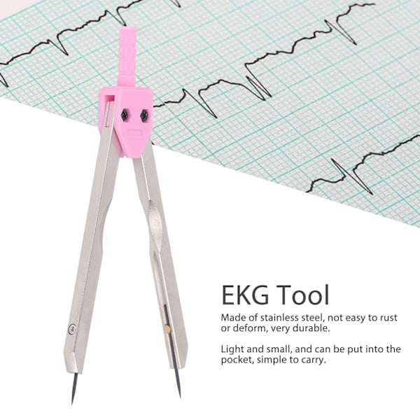 EKG-mittakahvat Ruostumaton Teräs 0–2,4 tuuman Mittatikku Piirustusjakaja Mittausväline Hoitajille Vaaleanpunainen