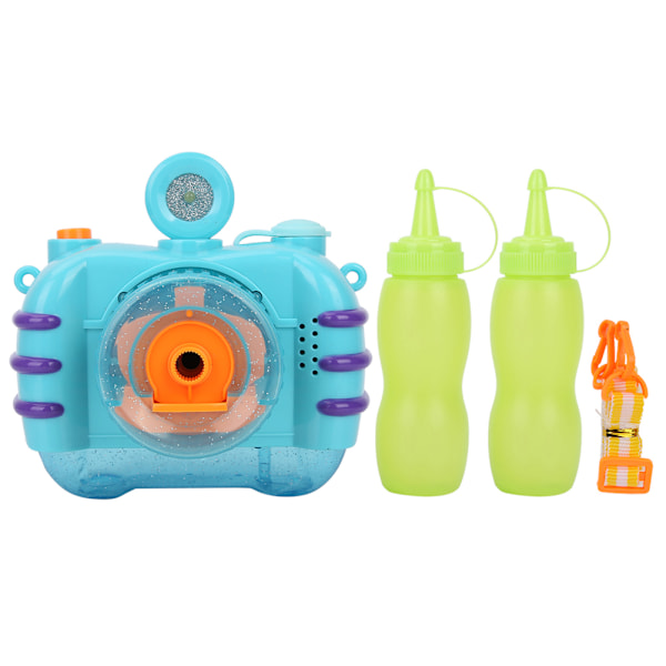 Automatisk tecknad filmkameraformad bubbelmaskin med ljus och musik Baby Kids Fun Toys Blå
