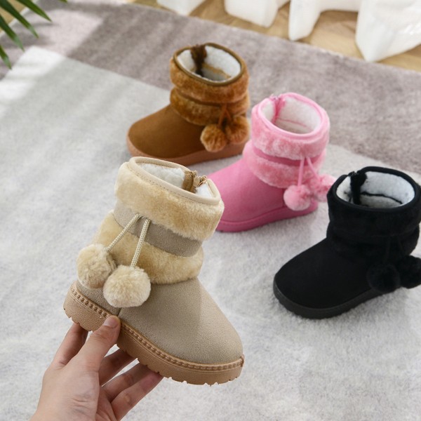 1 par Baby Boys Girls Snow Boots Premium Button Halkfri mjuk