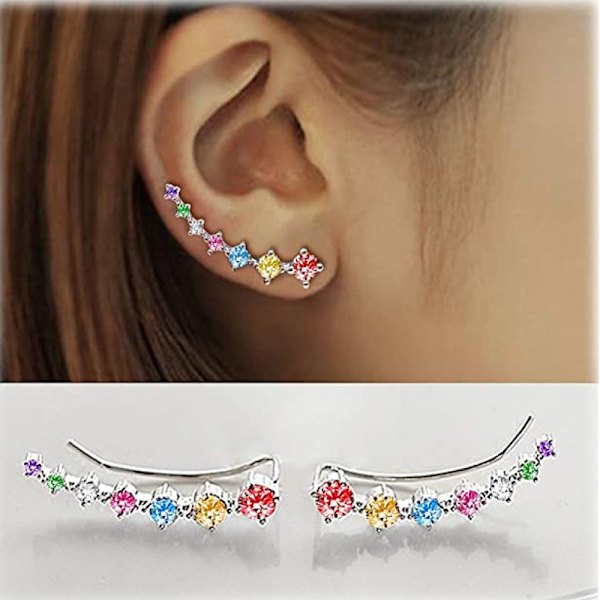 Blingsohrmansjetter 7 Krystaller 925 Sterling Sølv Hypoallergen