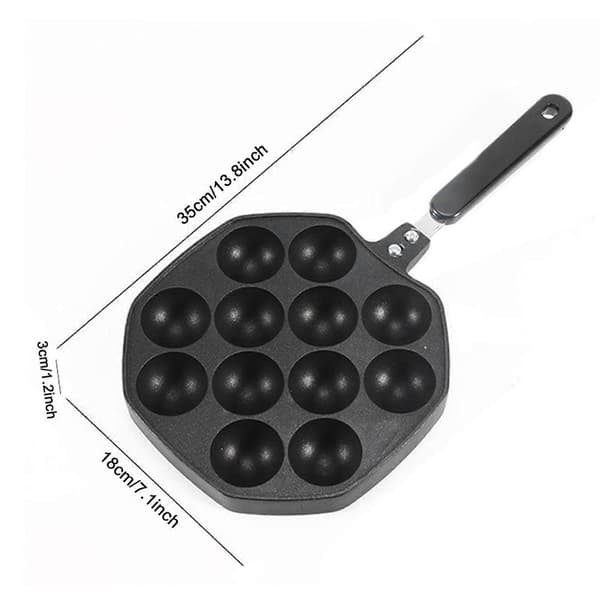 Takoyaki Grillpande Plade 12 Huller Non-Stick Madlavningsgrill Bagepande Blækspruttebold Bageplade til Blækspruttebolde Pandekager