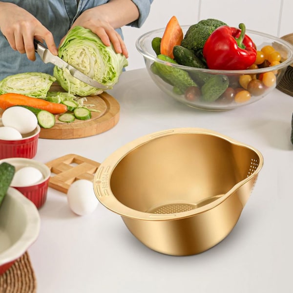 Sneda risdurkslag, risskål, kraftig multifunktionell liten guld i rostfritt stål