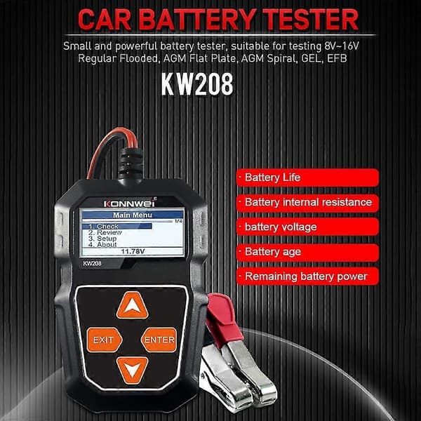 Kw208 Er Bil Digital 12v 100-2000cca Fordons Er Verktyg