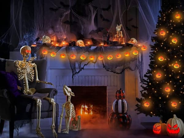 Halloween Jack-o'-Lantern Lyslenke, 6m 40LED USB, Festlig Partydekorasjon 6m 40LED USB