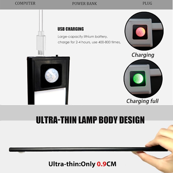 LED-underbelysning med rörelsesensor, ljuslist, köksskåp, nattlampa, AKKU