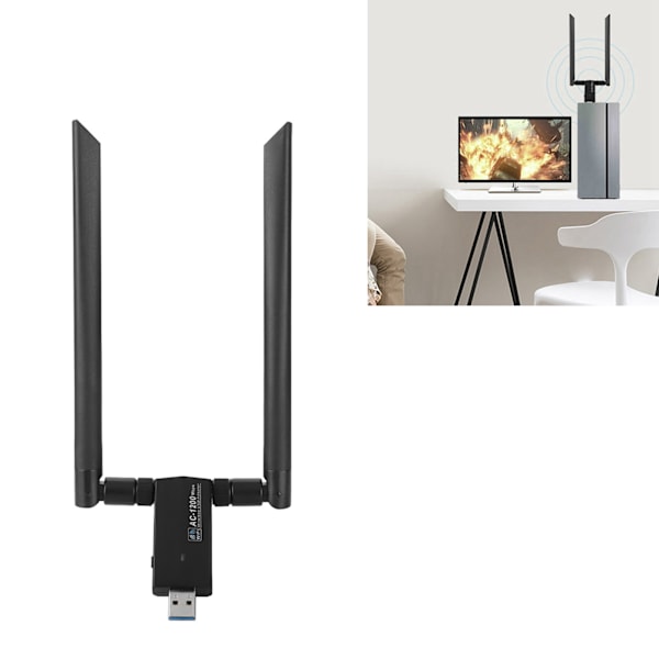 AC USB 5.8G Dobbelbånds Wifi Dongle Adapter Trådløst Nettverkskort