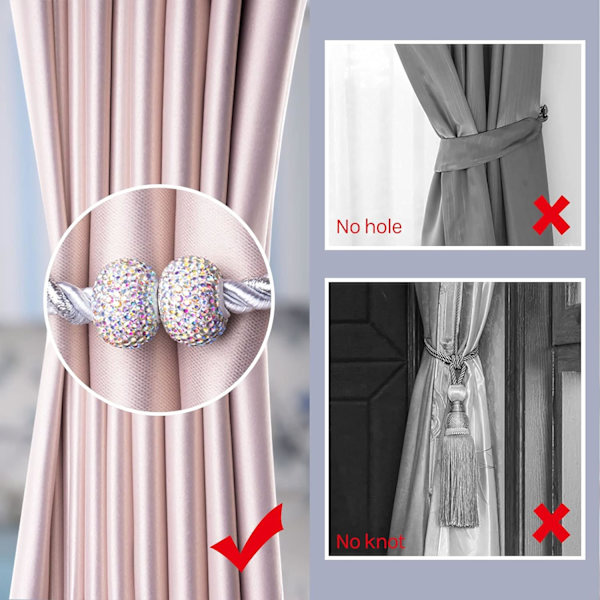 2-pack diamantbeströdda magnetiska gardinuppsättningar Bling Crystal D