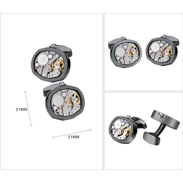 Cufflinks Steampunk Watch Movement Shape Cufflinks for Men Mens