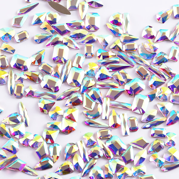 Platt specialformad diamant nagelkonst, strass diamanter kristaller pärlor hängen