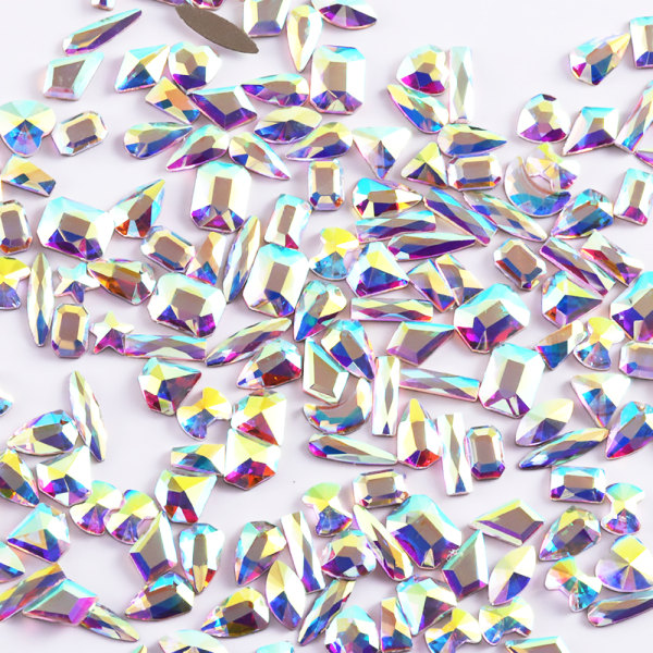 Platt Specialformad Diamond Nail Art， Rhinestones Diamanter Kristaller Pärlor Hängen