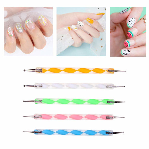 5 kpl Dotting Pen Kynsikoristelu Dotting Tools/Spot Swirl - Kynsien muotoilu Marmorointityökalu Kynä Pisteille ja Marmorointiin Hanyousheng