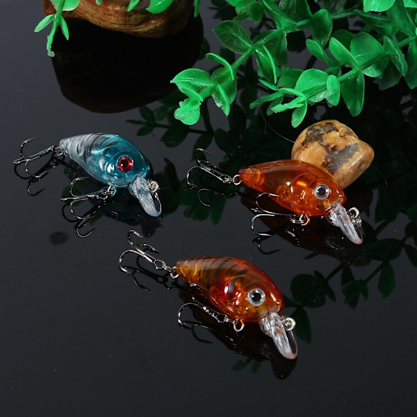 9 kpl/pussi Muoviset Onkiuistin Koukut Basso Pieni Rasvainen Crankbait Takla 4,5 cm/4 g