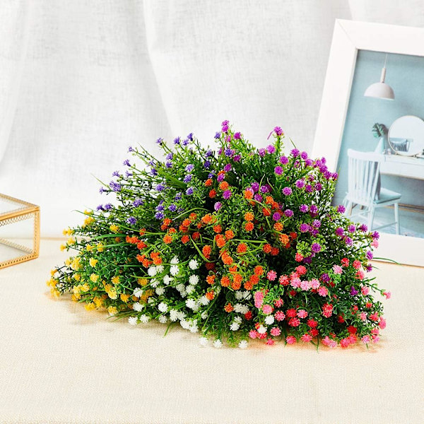 12 buketter konstgjorda blommor för utomhusbruk, naturtrogna konstgjorda babys breath-blommor