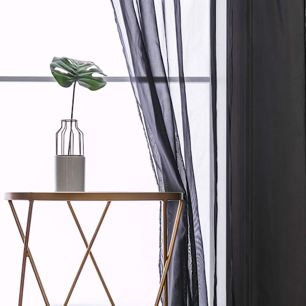 Voile Gardin Transparent Gardin i Ensfarget Stangedesign