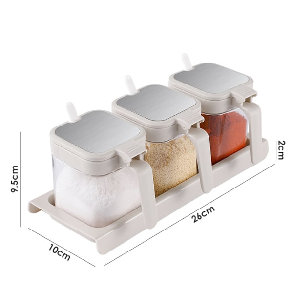 1 set kryddburkar set genomskinliga kryddburkar glas saltburk glasförvaring vit liten krydda