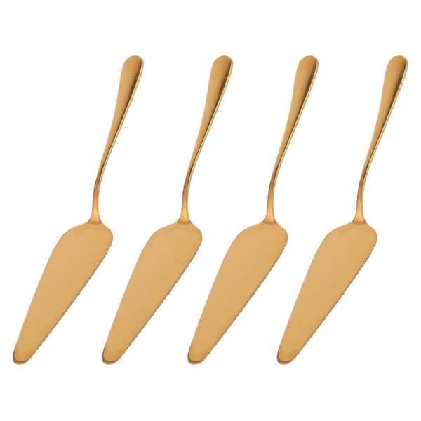 Bröllopstårtekniv, Tårtkniv i rostfritt stål guld, Bröllopstårtset, Tårtserveringsset, 4 st