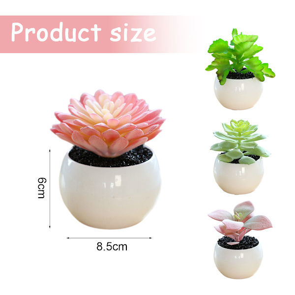 4 st medelstora runda plastkrukor simulerade suckulenter bonsai