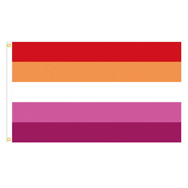 Lesbisk Pride Flagga 3x5 Ft - Sunset Les Rainbow Banner Stripes Flag Printed Banner