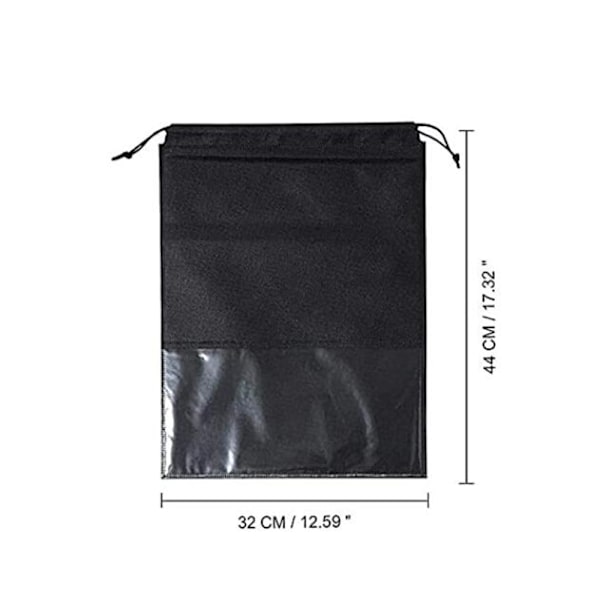 Reseskopåsar med Transparent Fönsterdesign, 20 st Stora Svarta Non-woven Tygpåsar för Skor, Dragsko, Vattentäta och Dammtäta