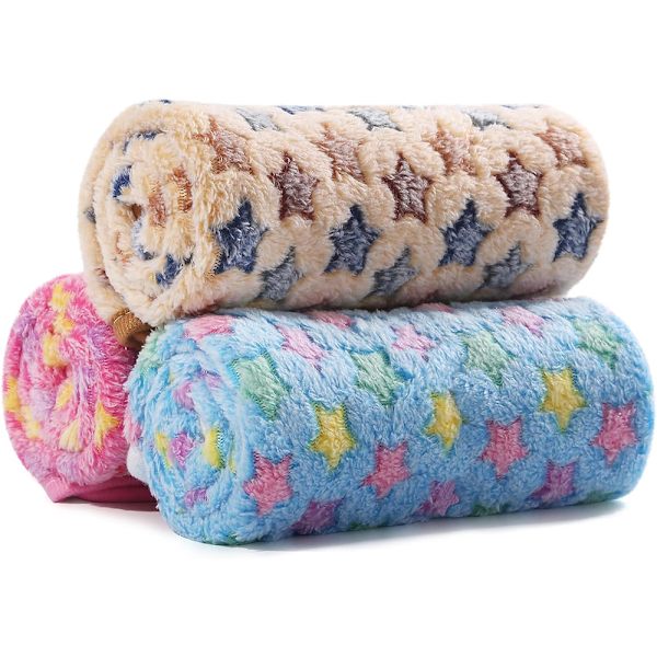 Pet Bomuldsunderlag Hold Varmt Dobbelt Formål---Pink Stjerne+Blå Stjerne+Fawn Stjerne---S(60*40cm)