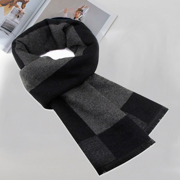 Mænds Vinter Varmt Lang Blødt Sjal Tartan Tassel Sjal til Mænd