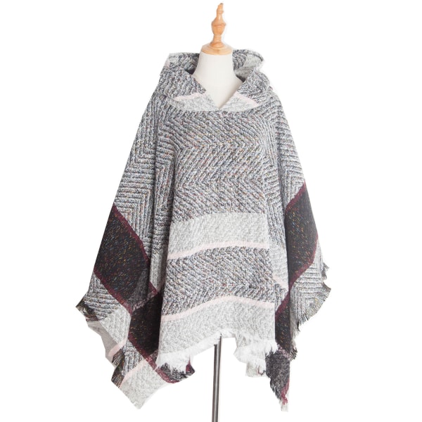 Bohemisk poncho-kappa med aztektryck för kvinnor