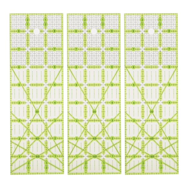 3 st Quilting Linjal 9 tum Stor Rektangel Tum Skala Gröna Guide Linjer Akryl Klar Sy Linjaler för Sömnad Projekt