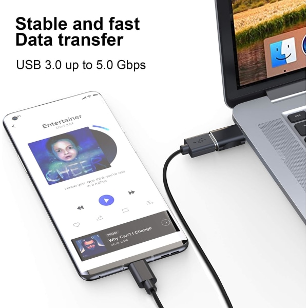 Typ-C till USB adapter, USB C till USB 3.0-adapter, aluminium