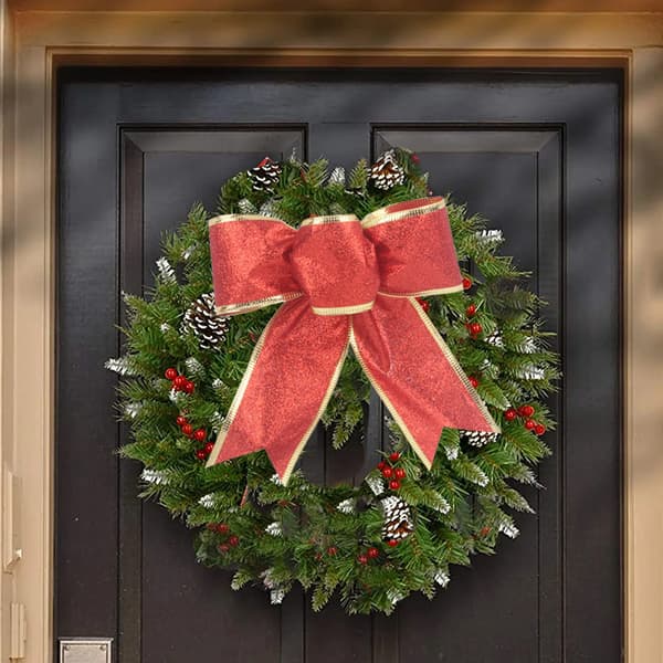 8 st Glitter Julkrans Rosett Julgransprydnader Rosetter för Juldekoration red