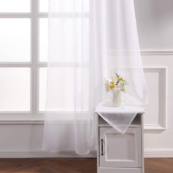 Gennemsigtig Voile Gardin med Øjer, Transparent Look Gardin Trans